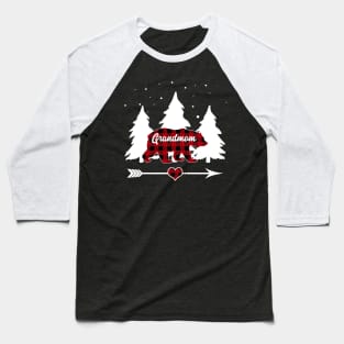 Grandmom Bear Buffalo Plaid Christmas Matching Family Pajama Baseball T-Shirt
